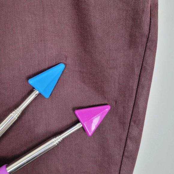 Lafayette 148 Waxed Denim Slim Leg Jeans Coated Dark Red Size 16 - Picture 11 of 14